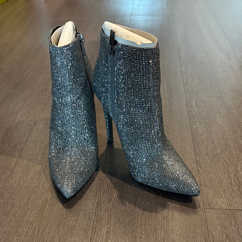 Jessica Simpson Glitter Ankle Boots - Silver